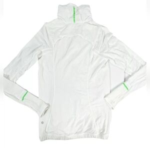 Lululemon Forthright White Bright Green Reflectors Jacket 1/4 Zip